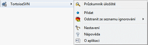 Kontextové menu průzkumníka pro soubory bez verze