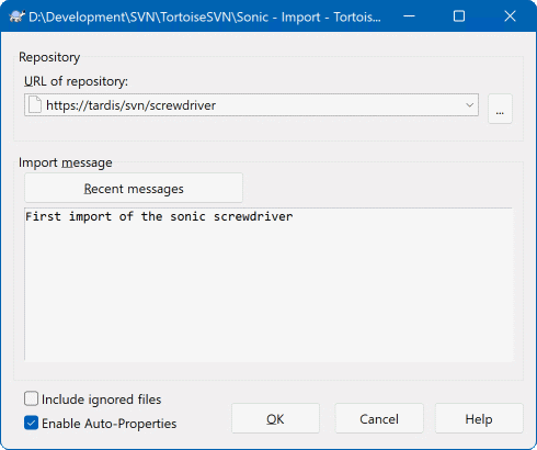 The Import dialog