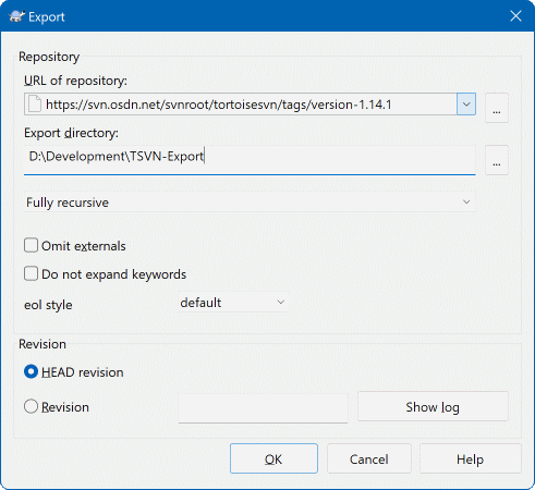 A Caixa de Diálogo Exportar-do-URL